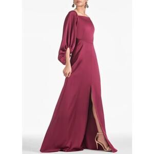 NWT Sachin & Babi Bryant Gown US 10 Wine Formal Evening Dress Balloon Sleeve